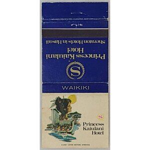 Vintage Matchbook Cover Princess Kaiulani Hotel Waikiki Hawaii Sheraton HI